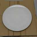 Famiware Eden Plates and Bowls Sets, Stoneware Dinnerware Sets with Gold Trim, 24 Pieces Dishes Set for 8 - Chip and Scratch Resistant, Microwave and Dishwasher Safe, White Stripe