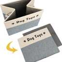 PET ARTIST Large Dog Toy Basket, Foldable Dog Toy Bin Box for Living Roon Area, Collapsible Storage Baskets with Comfortable Handles for Pet Coat,Accessories, Gray, 15"x13"x12" (Grey)