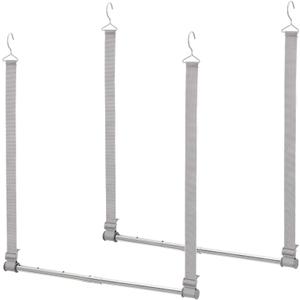 STORAGE MANIAC Hanging Closet Rod, Adjustable Width and Height Closet Hanging Organizer, Space-Saving Clothes Hanging Bar, Closet Extender Hanging Rod Double Closet Hanging Rod, 2 Pack Webbing