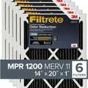 Filtrete 14x20x1 Air Filter, MPR 1200, MERV 11, Allergen Defense Odor Reduction 3-Month Pleated 1-Inch Air Filters, 6 Filters