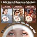 10X Magnifying Mirror with Light, Rechargeable 9" Lighted makeup mirror with magnification, 3 Color Modes, Adjustable Brightness, No Assembly Required, 360 Rotation Cosmetic Mirror, Pearl Nickel