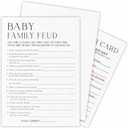 2 x Baby Shower Family Feud Game Cards - Minimalist White Baby Shower Games 30 Fill In Game Cards & 1 Answer Card for Boy or Girl - Gender Reveal Party Suppliers - A05