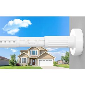 Tension Curtain Rod 39-157In (3.3-13 Ft), No Drill Outdoor Curtain Rods for Patio Windows Bathroom, Heavy Duty Tension Rod Room Divider, Extra Long Shower Curtain Rod Diameter 1.26 In, White