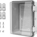 ABS Plastic Dustproof Waterproof IP65 Junction Box Hinged Shell Universal Electrical Project Enclosure Gray, with PC Transparent Clear Cover 8.7 x 6.7 x 4.3inch(220 x170 x110mm)