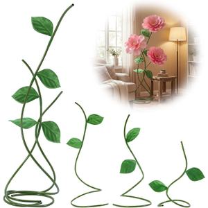 BreezeHug 3 Pcs Free Standing Giant Flowers Stem Stands Giant Artificial Flower Stems for Large Silk Flower, Wedding Reception Birthday Party Decoration Backdrop Shop Window Display Photography Props