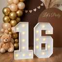 2.3FT Light up Numbers 16, Large Marquee Number 16 with Warm White Light for Birthday Party Decor Supplies, Sign, Backdrop, Happy 16th Birthday Party Decorations for Sweet 16 Years Old