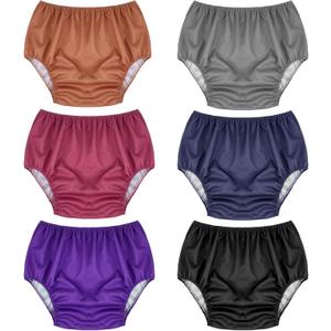 6 Pcs Adult Leakproof Incontinence Underwear for Women Men Pull on Cover Pant Washable Underpants Reusable Plastic Diaper Covers for Disabled, Elderly, Postpartum (Multicolored,Medium)