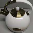 SUSTEAS Stove Top Whistling Tea Kettle - Food Grade Stainless Steel Teakettle Teapot with Cool Touch Ergonomic Handle, With 1 Silicone Pinch Mitt Included, 2.64 Quart(WHITE)