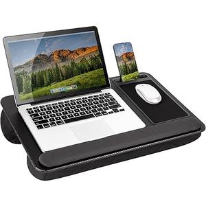 LAPGEAR Home Office Pro Lap Desk with Wrist Rest, Mouse Pad, and Phone Holder - Black Carbon - Fits up to 15.6 Inch Laptops - Style No. 91598