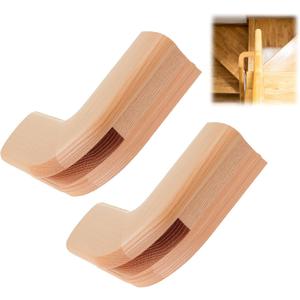 CroBlissful 2 Pcs 7211 Style Wooden Stair Handrail Fittings, Solid Red Oak Level Quarter Turn for 6210 Profile Handrails, Unfinished Wood Staircase Railing Components Stair Remodel