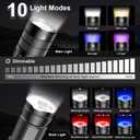 JINIU Rechargeable LED Flashlight, 10 Light Modes, Adjustable Zoomable Flashlight, Super Bright High Lumens, Tactical Flash Light, Hunting Deer, Blood Tracking, Fishing Essentials Gear (1 Pack) (Black)