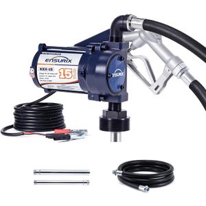 12V Fuel Transfer Pump 15 GPM Transfer Tank Pump with Manual Nozzle & Hose