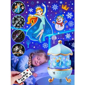 Frozen Toys, 15 Music+16 Films+315 Colors Night Light for Kids, 360+Remote+Cordless Star Projector for Kids Night Light Projector, Princess Toys for Girls Room Decor, Princess Gifts Frozen Gifts