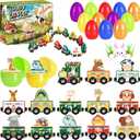 Easter Eggs Magnetic Wooden Animal Train for Kids,Easter Basket Stuffers,Easter Eggs Surprise Train,Montessori Magnetic Train Toy Christmas Countdown Gift for Toddlers,Boys and Girls (Train) (Green)