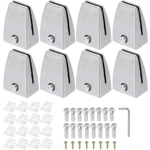 PATIKIL 1.7x1.3x2.4" Desk Divider Support Clamp, 8 Pcs Aluminum Desk Shield Clamp Desk Divider Partition Clamp Sneeze Guard Clamp Bracket for Office Home Desk Panel, Silver