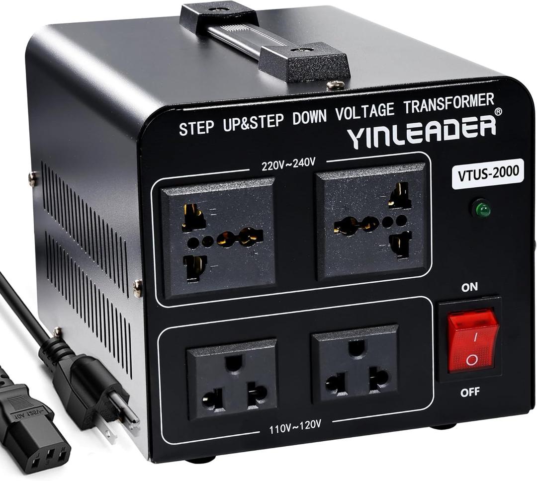 Yinleader 2000W Voltage Converter Transformer(110V to 220V OR 220V to 110V) 2000 Watt Step Up/Down Converter 110/120 Volt - 220/240 Volt w/US Power Cord,Circuit Breaker Protection (VTUS-2000)