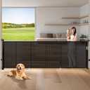 120" Extra Wide Retractable Baby Gates Mesh Gate, Long Retractable Dog Gate for Large Opening, 42" Extra Tall Child Safety Gate Pet Gate with Support Rods for Stairs Hallways Doorways Indoor Outdoor