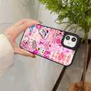 Case for iPhone 11, Trendy Aesthetic Preppy Sticker Collage Pattern Print, Glossy Hard PC Back Soft TPU Bumper, Slim Shockproof Anti-Scratch Cover for Teen Girls Women