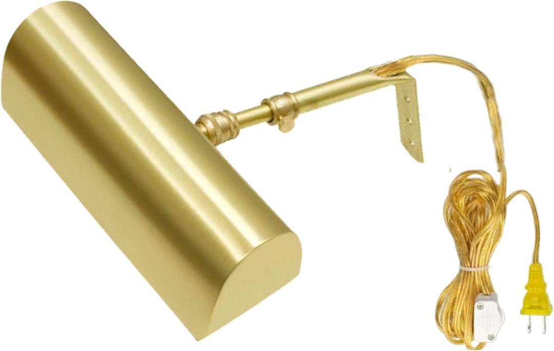 Royal Designs, Inc. Plug-in Picture Light, Gallery Lighting, 12 ft Cord with in-Line Hi/Low/Off Switch, PLP-2008-8-BSB, Brushed Satin Brass, 8.75 inch