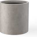 Kante 9.8" Dia Round Concrete Planter, Modern Style Large Cylindrical Plant Pot with Drainage Hole and Rubber Plug for Indoor Outdoor Patio, Weathered Concrete