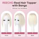 REECHO Human Hair Toppers for Women Real Human Thick Hair Topper Invisible Wiglett for Daily Wear Adding Instant Volume, Warm platinum blonde