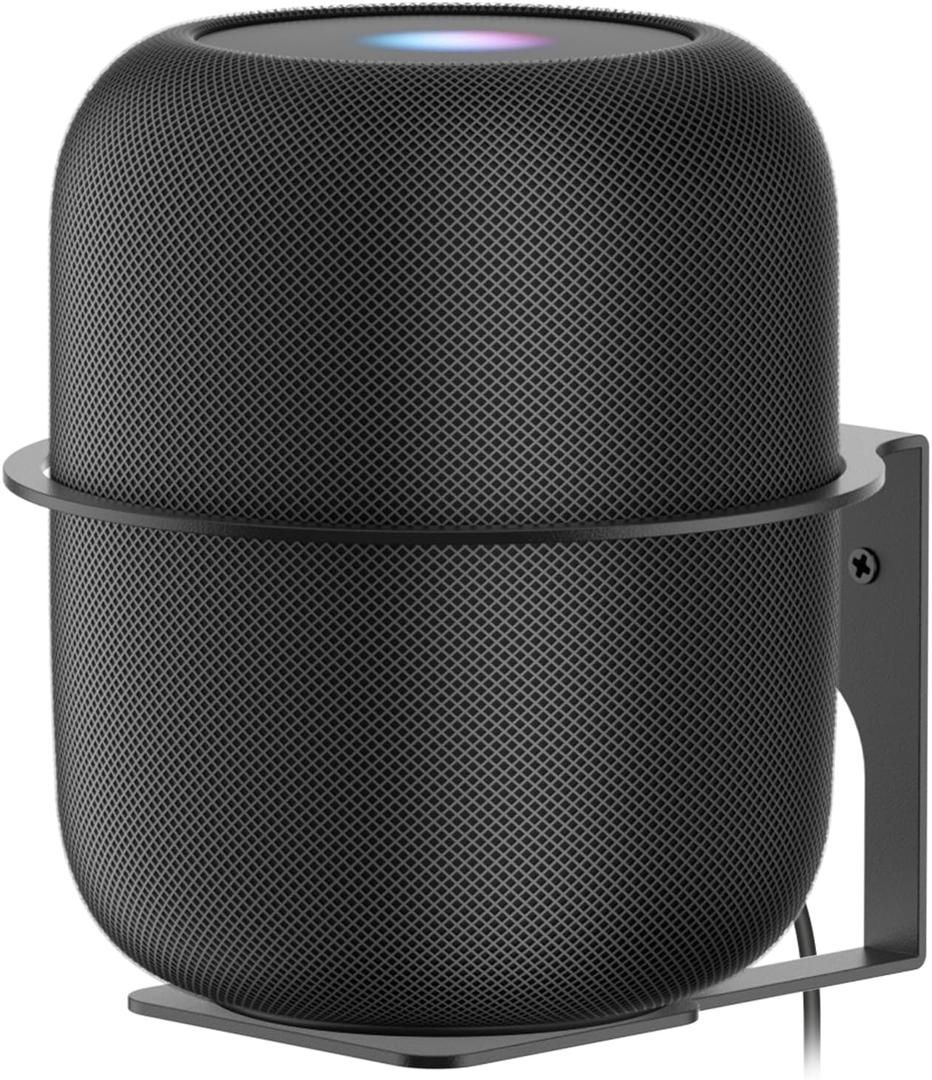 Heavy Duty Speaker Mount for HomePod 1st & 2nd Gen Wall Bracket, Easy Alignment for Homepod Wall Mount, Metal Speaker Bracket Reserved Charging Port with Mounting Hardware, Black