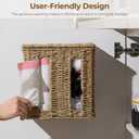 StorageWorks Garbage Bag Dispenser with Lid, Wall Mount Seagrass Plastic Bag Holder for Kitchen, Cabinet, Countertop, 2 Slots