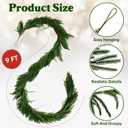 9FT Christmas Garlands Artificial Norfolk Pine Garlands Real Touch Winter Pine Garland for Table, Mantle, Wall, Indoor, Outdoor Christmas Decorations
