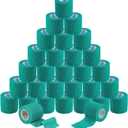 30 Pack 2 Inch x 5 Yards Green Self Adhesive Bandage Breathable Cohesive Bandage Wrap Rolls Elastic Self-Adherent Tape for Stretch Athletic, Sports, Wrist, Ankle