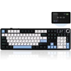 EPOMAKER X Aula F108 PRO Wireless Gaming Keyboard with Screen, 8000mAh Battery, 104 Hot-Swappable and Programmable Keys and Knob, RGB Backlight, for Mac/PC/Android (Blue&White&Black)