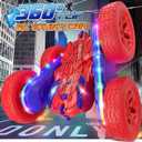 2 x Spider RC Cars Toys for Boys 4-6, 2.4GHz Remote Control Car with 26 LED Light System, 360 Flips, Changeable Wheels, Rechargeable All-Terrain Truck Gift for Kids Ages 4-8 (Blue&red-led)