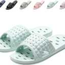 Shower Shoes Quick Dry Non-Slip Bathroom Slippers for Men Women Dorm Home Slides (5-6 Women/4-5 Men, Blue)