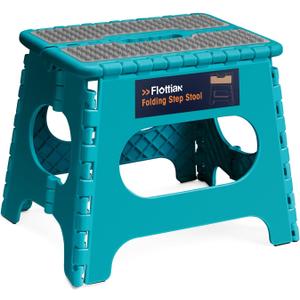 Flottian 11" Folding Step Stool for Adults and Kids Holds Up to 300 lbs,Non-Slip Folding Stools with Portable Handle, Compact Plastic Foldable Step Stool for Bathroom,Bedroom, Kitchen Ocean Blue,1PC