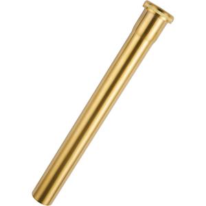 Brass Slip Joint Extension Tube 1-1/4 OD x 12 with Nut and Rubber Washer, P Trap Extension Tube, Sink Drain Tailpiece Tube Extension, Brushed Brass Gold