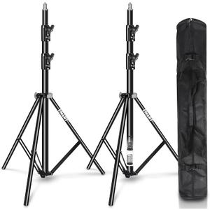 EMART 2 Pack Heavy Duty Light Stand 8.5ft, Spring Cushioned, Aluminum Construction, Photo Video Studio Tripod with Carrying Bag for Photography Lighting, Softbox, Flash