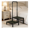 2 Step Stool with Handle, Heavy Duty Step Stool for Elderly and Adults, Adjustable Handrail with Non-Slip Platform, Bedside Steps for High Beds, Kitchen and Bathroom