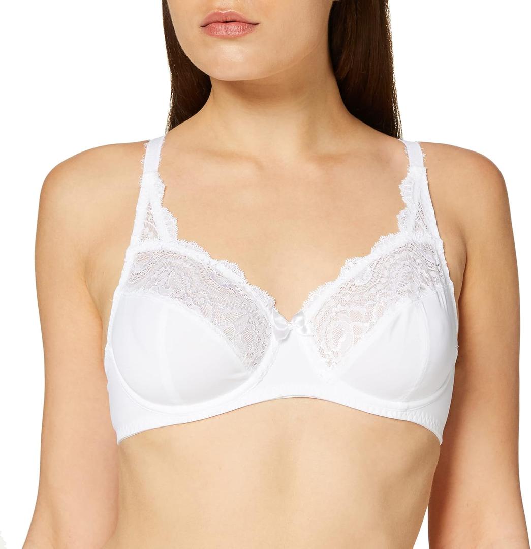 Playtex Women's Bra with Underwire in Microfibre Flower Elegance Support and Comfort x1, White, 36C (White)