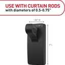 Command 10 lb Matte Black Curtain Rod Hooks, 2 Hooks and 4 Strips, No Drilling Home Decor and Room Decor, Use with Rod Diameters 0.5-0.75" | 10 lb, 4 Command Strips, Damage Free, Curtain Rods Hangers, Home and Room Decor