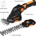 GARCARE 2 in 1 Grass Shears & Hedge Trimmer, Cordless Handheld Bush Trimmer, 1200rpm Grass Cutter with 2000mAh Built-in Battery