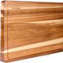 OAKSWARE Cutting Boards, 30 x 22 Inch Extra Large Acacia Wooden Cutting Board for Kitchen, Edge Grain Wood Chopping Board with Juice Groove and Handles, Pre-Oiled Carving Tray for Meat & Cheese