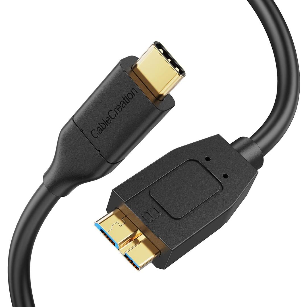 CableCreation USB C to Micro B Short Cable 2FT, 10G Micro B to USB C External Hard Drive Cable for iPhone 15/16/17,Samsung Galaxy S24,Seagate WD Westgate My Passport,MacBook Pro/Air, iPad/Tablet