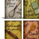 Quotes Kitchen Canvas Wall Art Decor Funny Inspirational Bakery Decor Prints Posters for Restaurant Cafe Bar Baking Framed Decorations Picture Set of 4 Each Panel 12x16inch