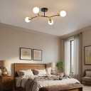 Modern Semi Flush Mount Ceiling Light,Mid Century 4 Light Lighting Fixture for Dining Room Bedroom Kitchen Foyer Entryway Hallway Laundry,Metal Gold and Black Sputnik Chandelier