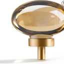 Champagne-Bronze Crystal-Brass Drawer Cabinet Knobs - 5 Pack Glass Brushed Gold pulls Hardware for Dresser Kitchen Bedroom Bathroom