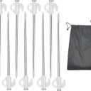 Heavy Duty Steel Tent Stakes - Glow in The Dark Tent Stakes, Durable Metal Ground Stakes with Storage Bag for Tents, Tarps, Canopy Accessories