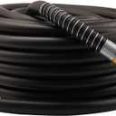 WiseFlow Garden Hose 100FT x 3/4", Heavy Duty Rubber Hose, Water Hose with Five Layered Braiding, Male Female Fittings, 1000PSI Burst, 300PSI Working (Black)