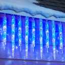 Minetom Icicle Lights Outdoor with Clips, 20ft 100 LED 20 Tubes Twinkling Icicle Strings Connectable Waterproof Hanging Christmas Lights Plug in for Eave Outdoor, Blue and White