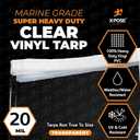 7' x 8' Clear Vinyl Tarp - Super Heavy Duty 20 Mil Transparent Waterproof PVC Tarpaulin with Brass Grommets - for Patio Enclosure, Camping, Outdoor Tent Cover, Porch Canopy - by Xpose Safety