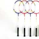 Badminton Racket Set - Lightweight Aluminum Head Rackets with Steel Shaft, Feather Shuttlecocks, Durable Carrying Case - Perfect for Outdoor Games, Adults, Kids, and Family Fun, Set of 4 Rackets & 6 Feather Shuttleocks