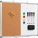 Comix Cork Board Magnetic Dry Erase Board Combo, 24 x 18 Inches Whiteboard and Bulletin Board Combination, Aluminum Frame Vision Board with 4 Dry Erase Markers, 4 Magnets, Eraser, Push Pins